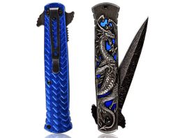 Klappmesser/Taschenmesser mit Drachen blau/schwarz