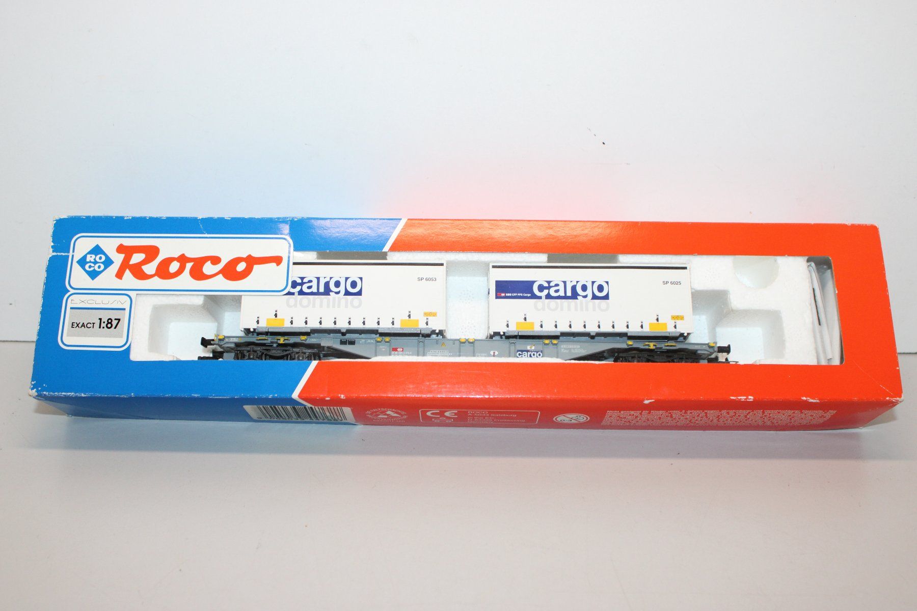 Roco Modellini di ferrovie: Roco SBB CFF FFS Cargo Güterwagen Typ Sgns H0 DC mit EVP – Usato da Basel venduto da mhmarken 7