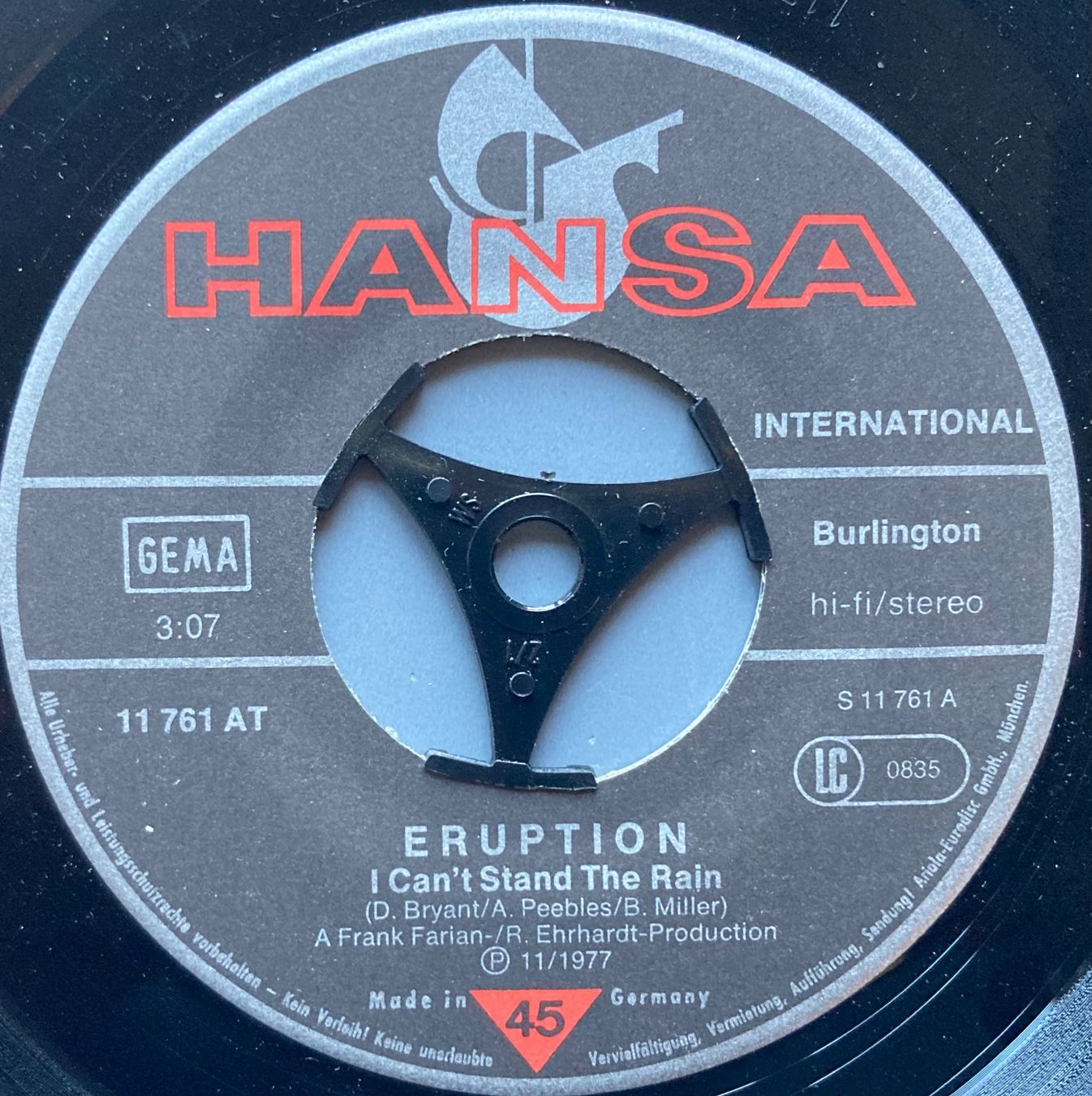 Dischi in vinile: ERUPTION FEATURING PRECIOUS WILSON - I CAN'T STAND THE RAIN – Usato da Poliez-Pittet venduto da Newtown-Records 2