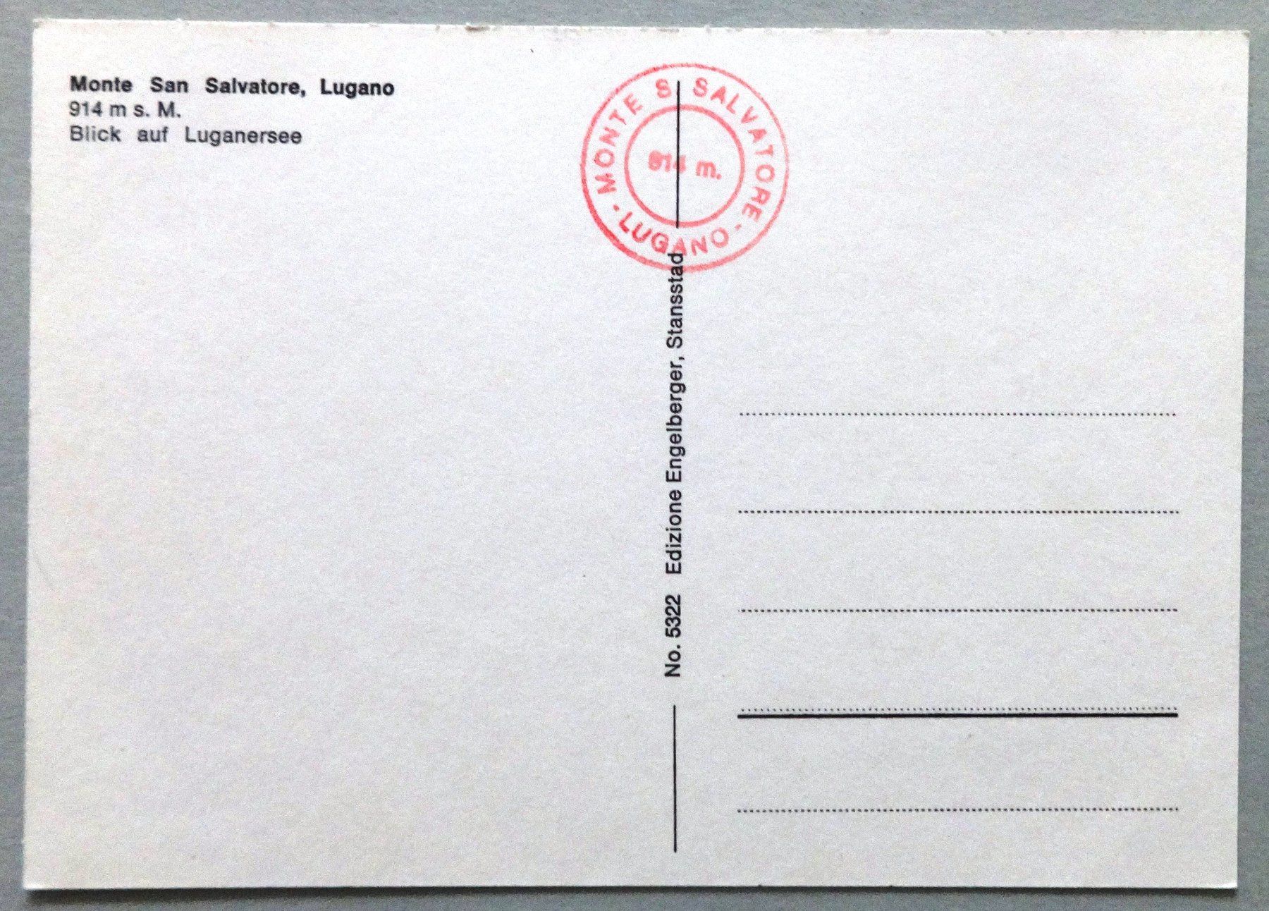 Cartoline postali: Monte San Salvatore, Lugano – Usato da Fétigny venduto da Billy2miny 1