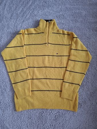 Pull Tommy Hilfiger laine 80%rayé jaune taille M 