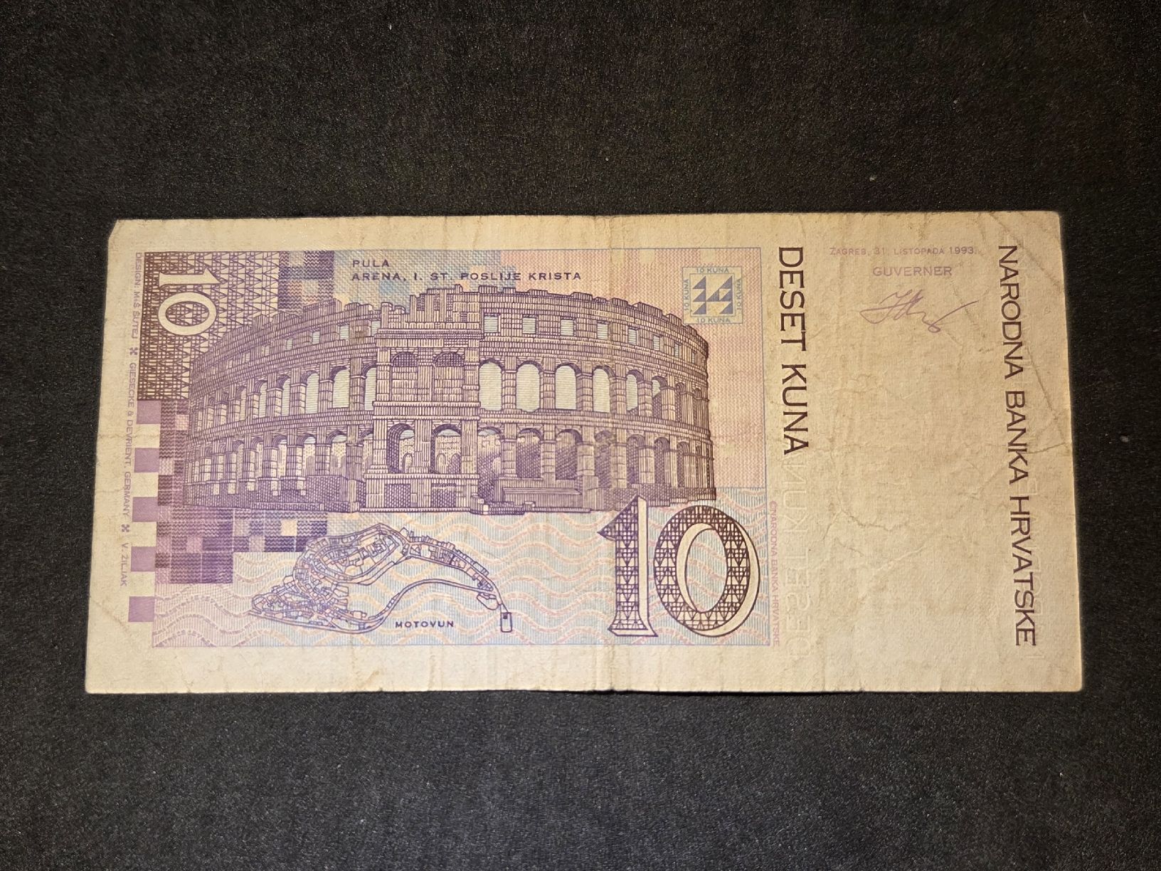 Banconote: 10 Kuna - Kroatien - 1993 – Usato da Geroldswil venduto da Antica01 1