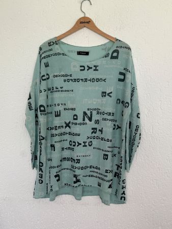 TODAY Oversize Shirt Türkis mit Buchstaben Gr. M