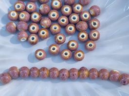 50 Stk Vintage Keramik Perlen mauverosé 8mm  Schmuck DIY🩵