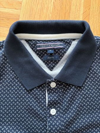 Poloshirt, Marke Tommy Hilfiger, blau mit Muster, M slim fit