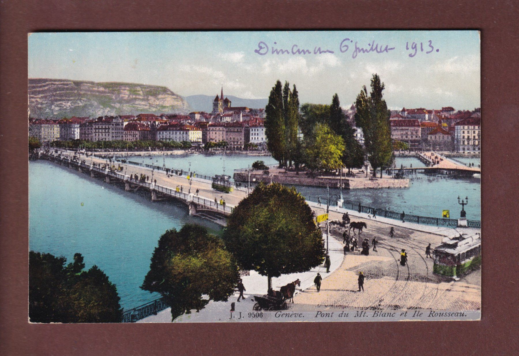 Cartoline postali: GENEVE - Pont du Mont Blanc - 1913 – Usato da Pully venduto da nicecards