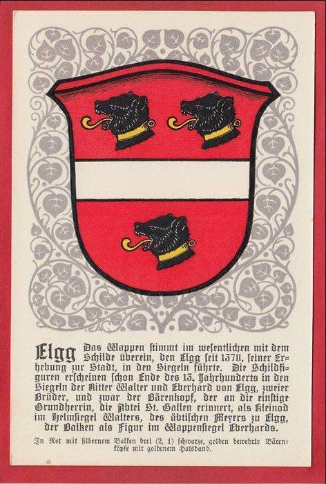 Cartoline postali: ELGG, WAPPEN, GEMEINDEWAPPEN – Usato da Grüningen venduto da Kartenlaube
