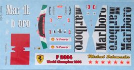 Decalbogen für Ferrari Formel 1 2004 Hot Wheels Schumacher