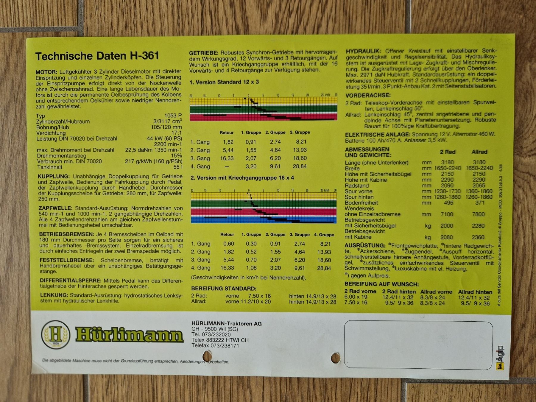 Trattori: Original Prospekt Hürlimann Traktor H-361 – Usato da Dürnten venduto da Bachtel84 1