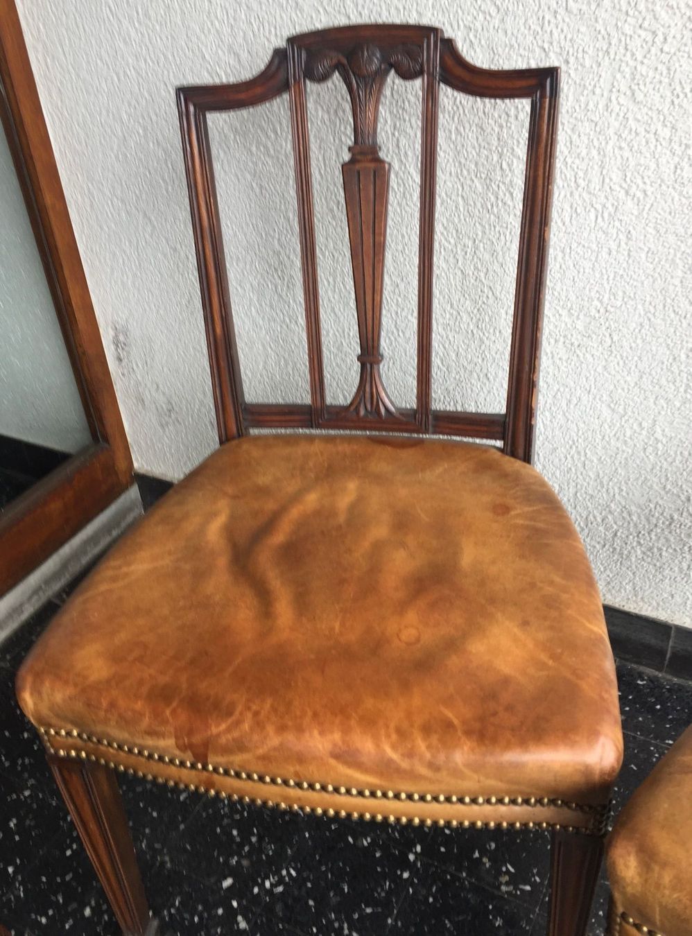 Sedie: 3 chaises bois/cuir, à restaurer – Usato da Onex venduto da mirza02 2
