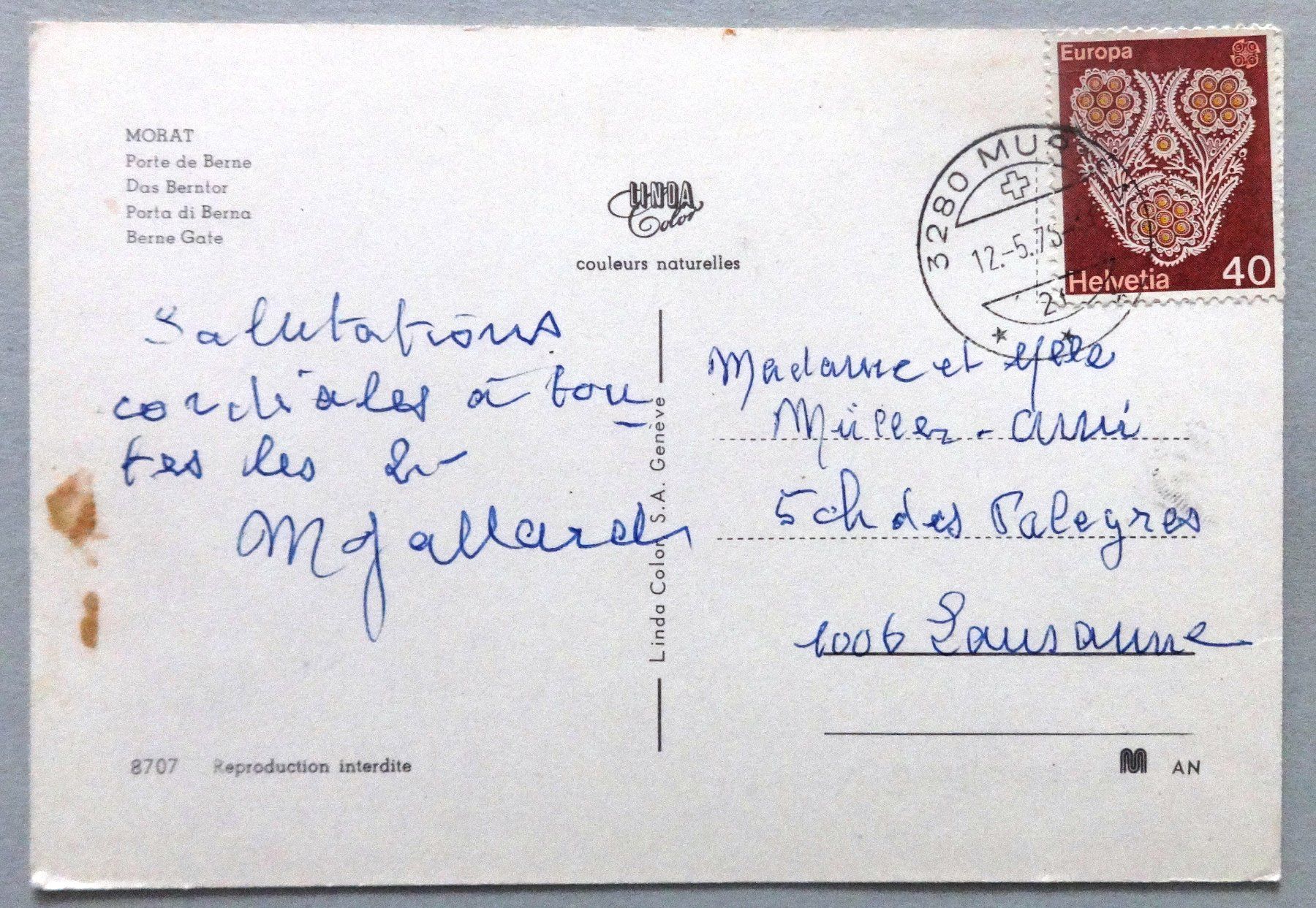 Cartes postales: Morat - Porte de Berne – Défectueux à Fétigny par Billy2miny 1