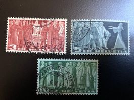 3 timbres oblit. motifs symboliques 1938