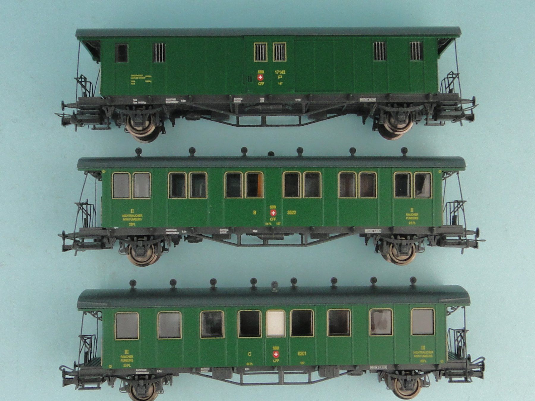 Liliput Modellini di ferrovie: Liliput 3x Plattformwagen der SBB, H0 – Usato da Bülach venduto da cann11
