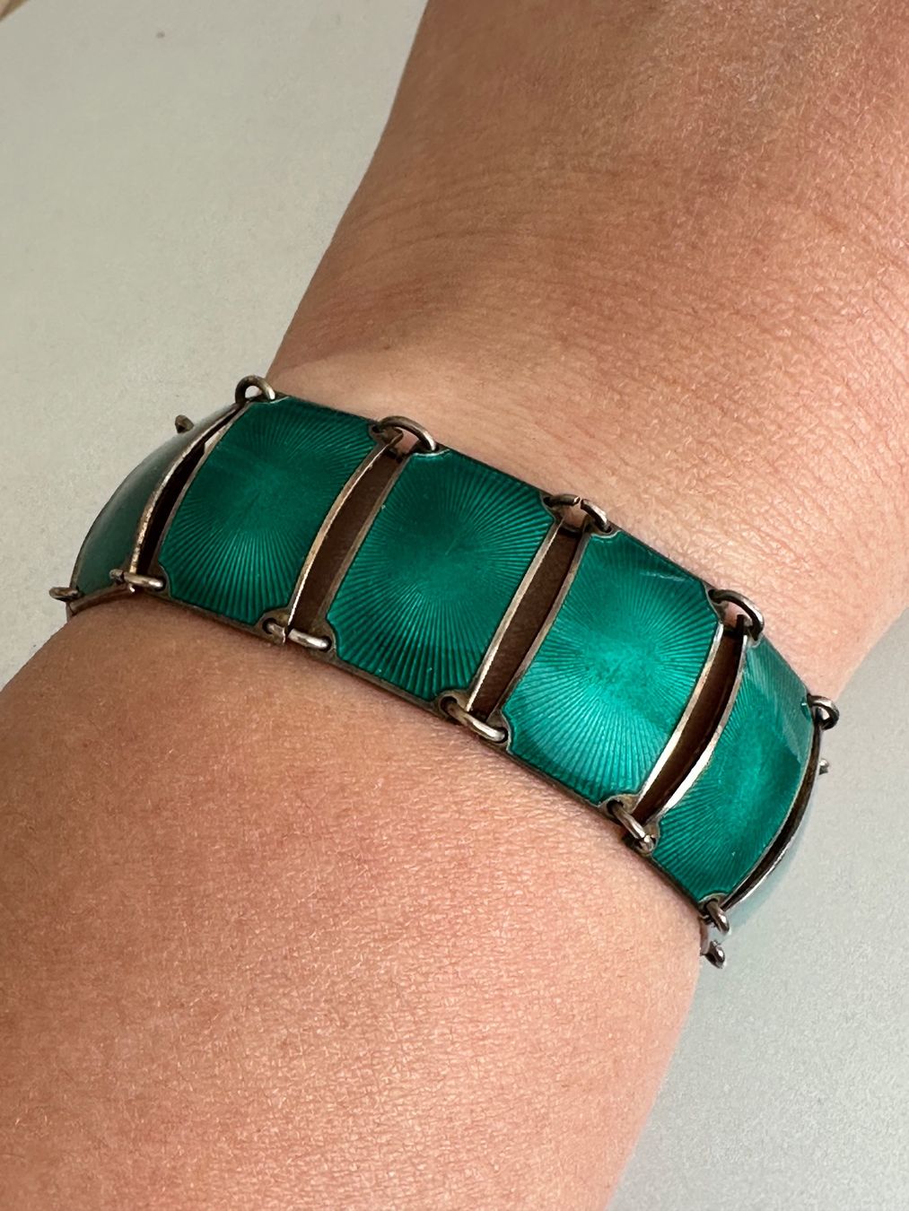 Bracciali & Braccialetti: Vintage 925er Silber Armband mit Emaille, David Andersen – Usato da Onex venduto da Antiqueshow 1