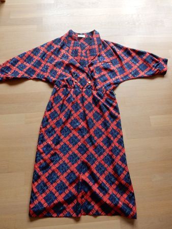 klassiches Kleid von Fink rot-blau Vintage 60/70er Jahre