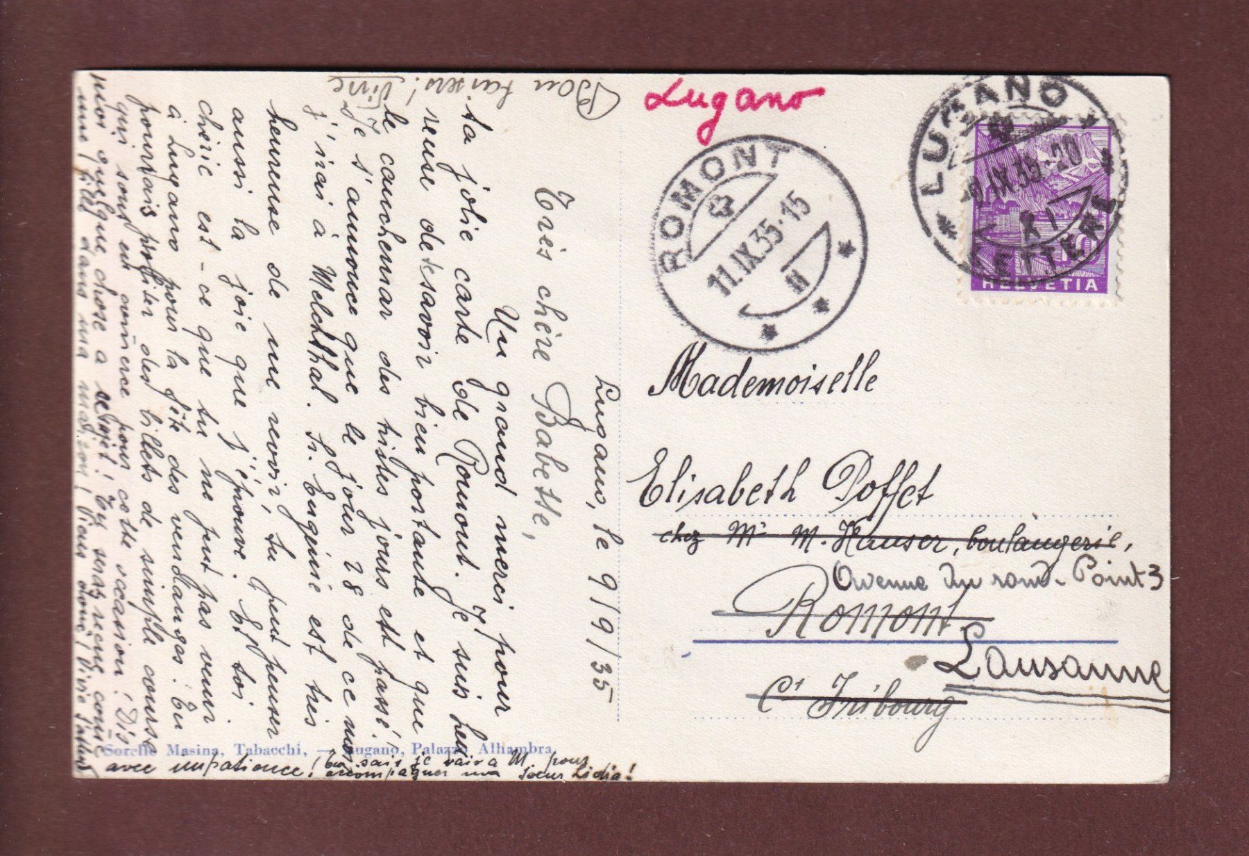 Cartoline postali: LUGANO - Cattedrale S. Lorenzo - 1935 – Usato da Pully venduto da nicecards 1