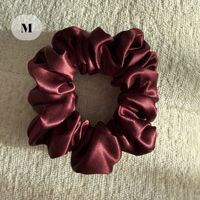 8# wine red 100% Mulberry Silk Scrunchie Size M - NEW!
