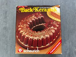 Scheurich - dunkelbraune Keramik Backform - Hufeisen - 70er