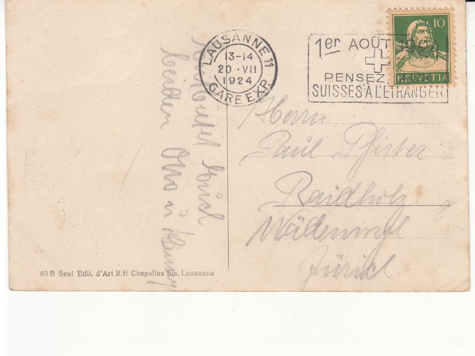 Cartoline postali: Lausanne 1924 – Usato da Bürglen TG venduto da StampGraf 1