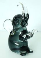 Elefant aus mundgeblasenem Rauchglas - Murano-Stil