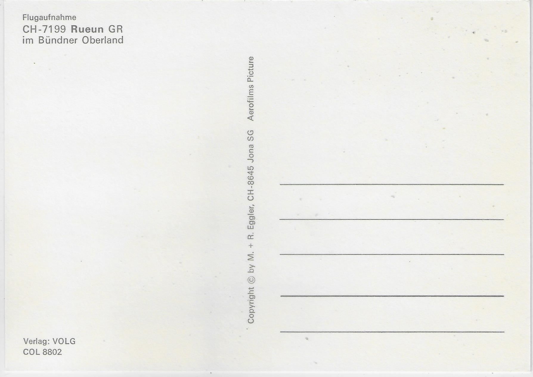 Cartoline postali: Flugaufnahme Rueun GR – Antico da Ettingen venduto da Kartenplanet 1