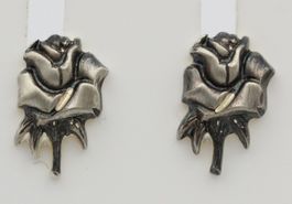 Ohrstecker Rose 925 Sterling Silber teil geschwärzt Ohrringe