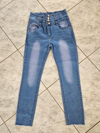 High Waist Jeans Blau ausgewaschener Look, Gr. 40