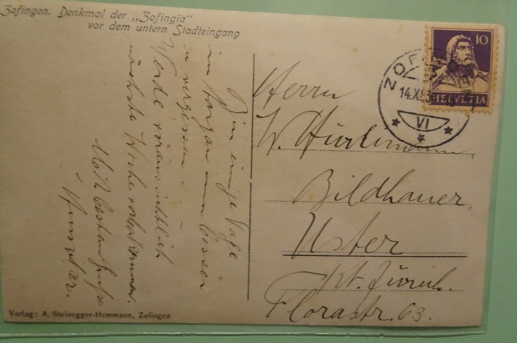 Cartoline postali: Studentika Zofingia – Usato da Feldbrunnen venduto da MarcusSO 1