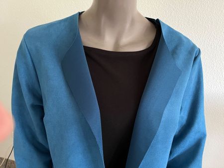 Kurzmantel ungefüttert Wildleder-Look blau/petrol Gr.M 38/40