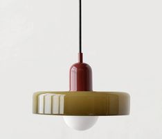 FARBENFROHE PENDELLEUCHTE IM BAUHAUS-STIL  STILOGLAS