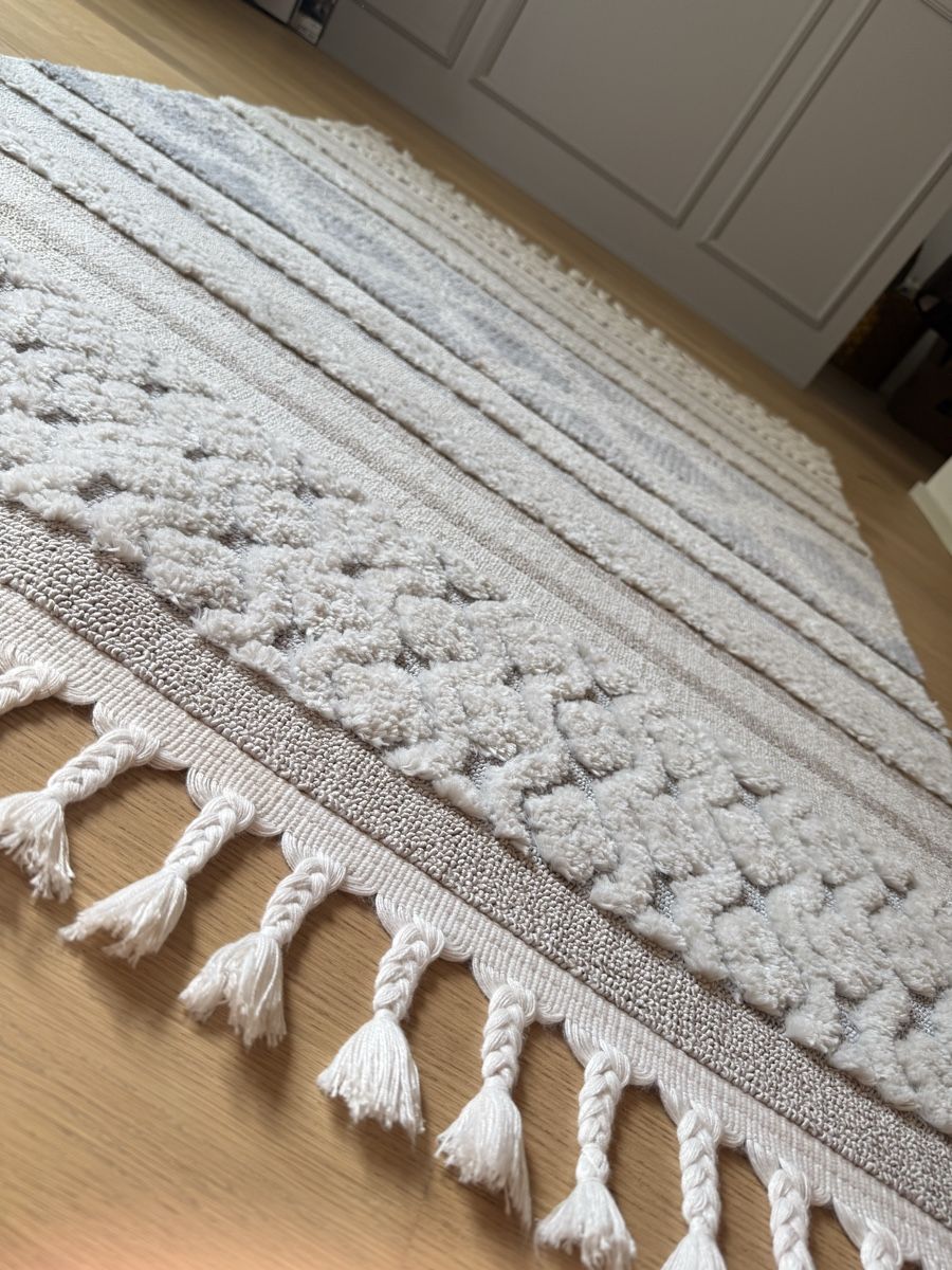 Tappeti: Teppich Wohnzimmer creme/grau mit Fransen Grösse 120x180cm – Usato da Zürich venduto da hub_xzw7 2