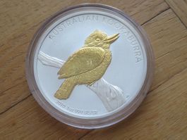 Kookaburra Münze 2010 / 1 Unze Silber gilded