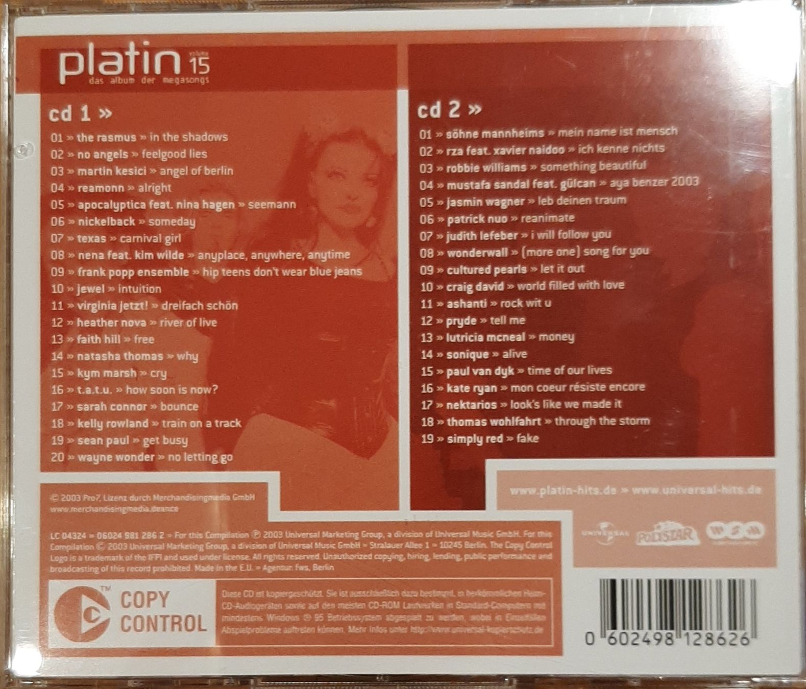 CD: Platin Vol.15 - Album der Megastars, 2CD Hit Sampler 2003 – Usato da Schönenberg TG venduto da breiti12 1