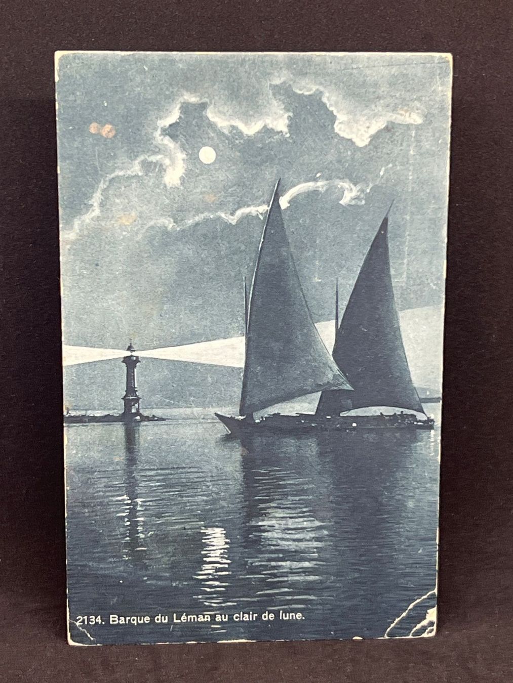 Cartes postales: Barque du Léman au clair de lune – D'occasion à Widnau par Brusi9