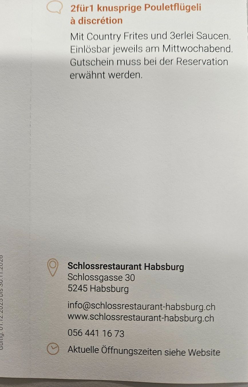 Gutscheine: Schlossrestaurant Habsburg – Neu und originalverpackt aus Uezwil von Jasmin_ 1