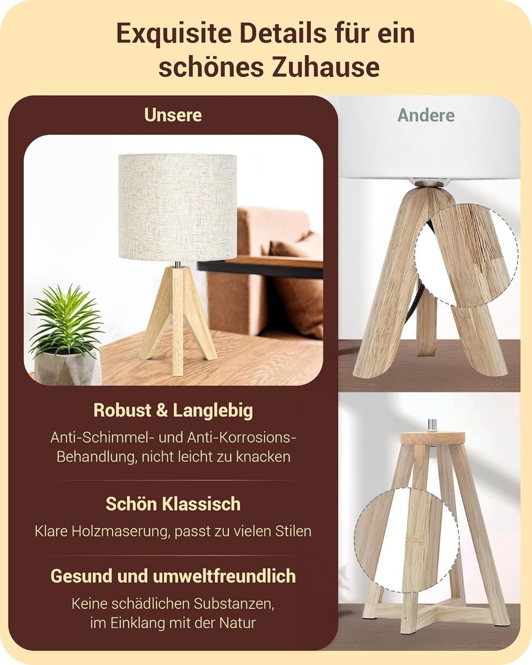 Lampade: 2er Set Tischlampe Holz – Nuovo e nell'imballaggio originale da Nuglar venduto da SaleRitter 1