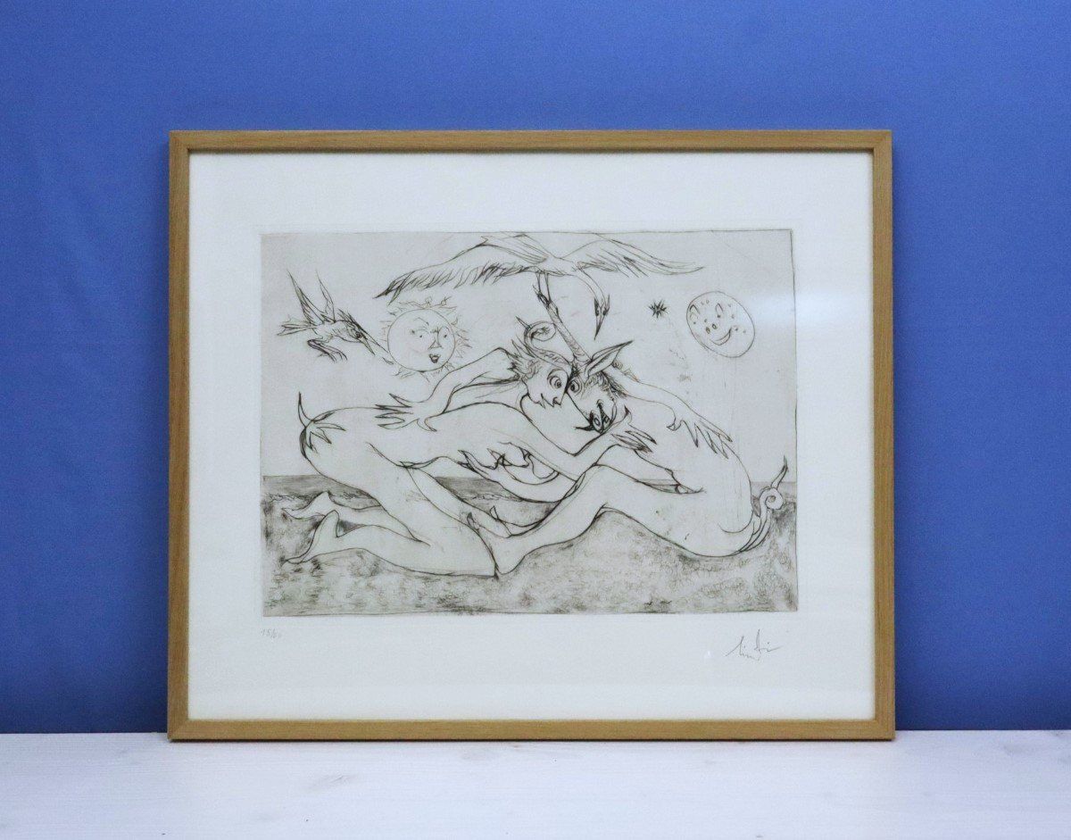 Gemälde: Albert Lindegger "Lindi" 1904-1991, Radierung, handsigniert – Gebraucht aus Zug von Kunst-Fundgrube 7