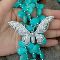 Schmetterling Türkis Kette Collier Papillon Turquoise