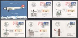 1988, Pro Aero, Flug-Souvenir, 5 Briefe, 1 Umschlag (1)