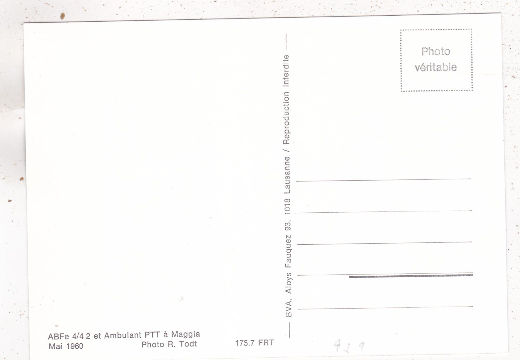 Cartoline postali: Repro Maggia ABFe 4/4 2 Bahn – Usato da Herisau venduto da Lisegrat2008 1