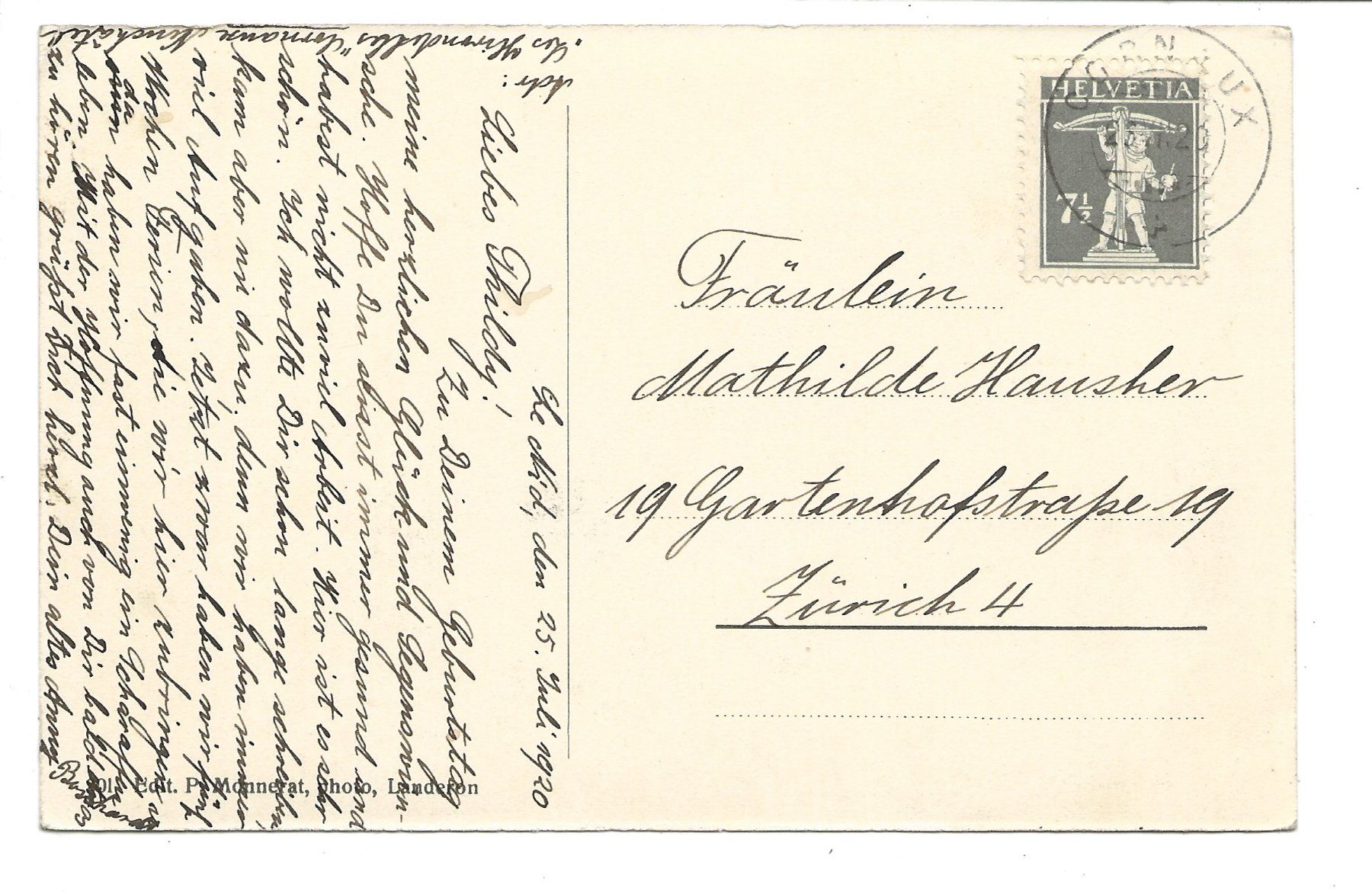 Cartoline postali: Cornaux (NE) Les Hirondelles - 1920 – Usato da Engelburg venduto da Cartophil 1