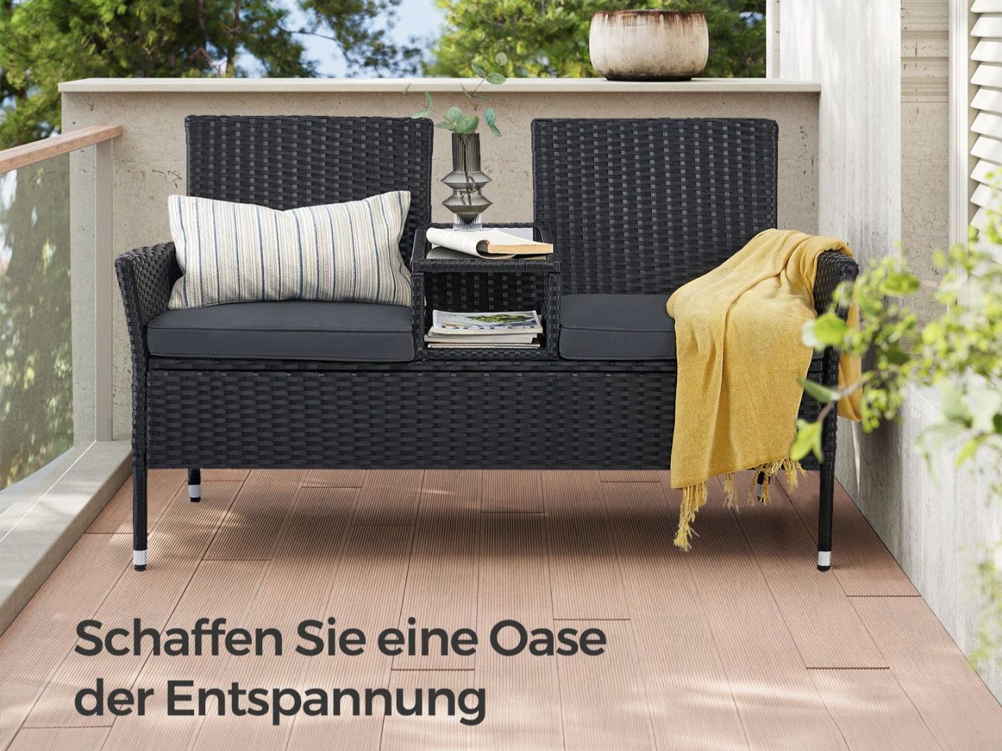Set di tavolo e panche: Balkonmöbel aus PE-Polyrattan – Nuovo e nell'imballaggio originale da Lachen SZ venduto da MAMORU-MOEBEL 1