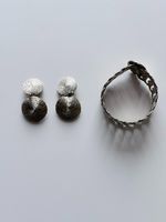 Parure vintage: Bracelet et boucles d'oreilles argentées