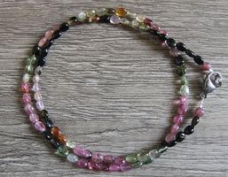 NEU: Feine Turmalin Kette Collier Turmalinkette Edelstahl