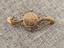 Antike Jugendstil Brosche Gold/Double – Kleeblatt Motiv 1900