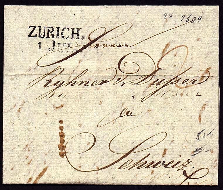 Tutti i francobolli: Zürich, 1809 – Usato da Flamatt venduto da samowarow 2