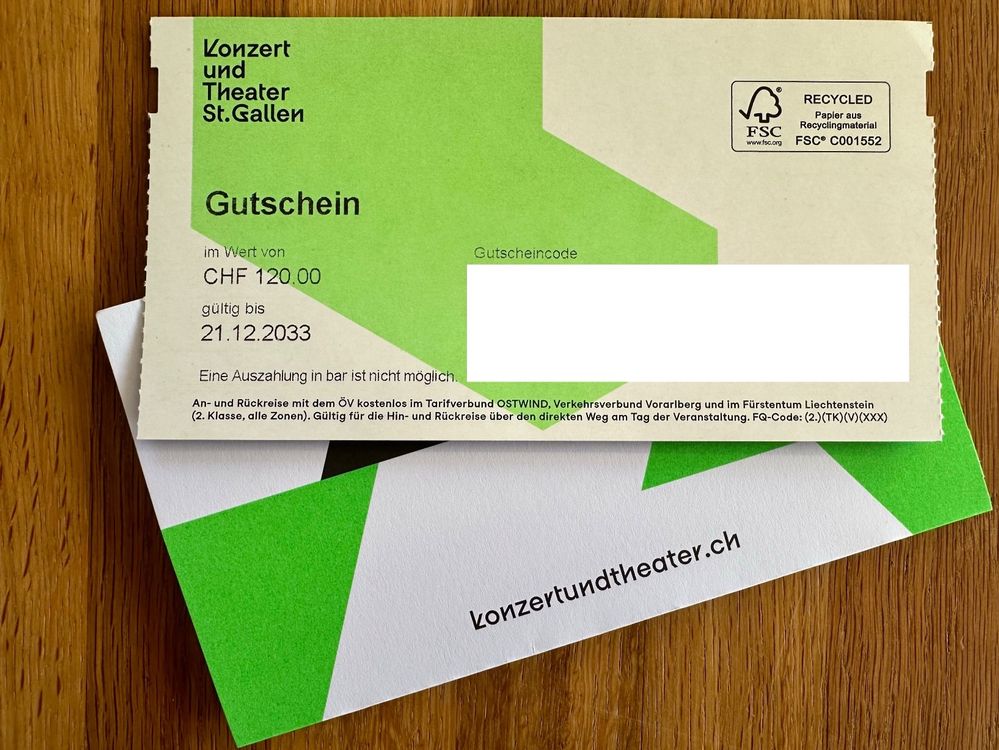 Gutschein Konzert und Theater St. Gallen im Wert von 120. Kaufen auf