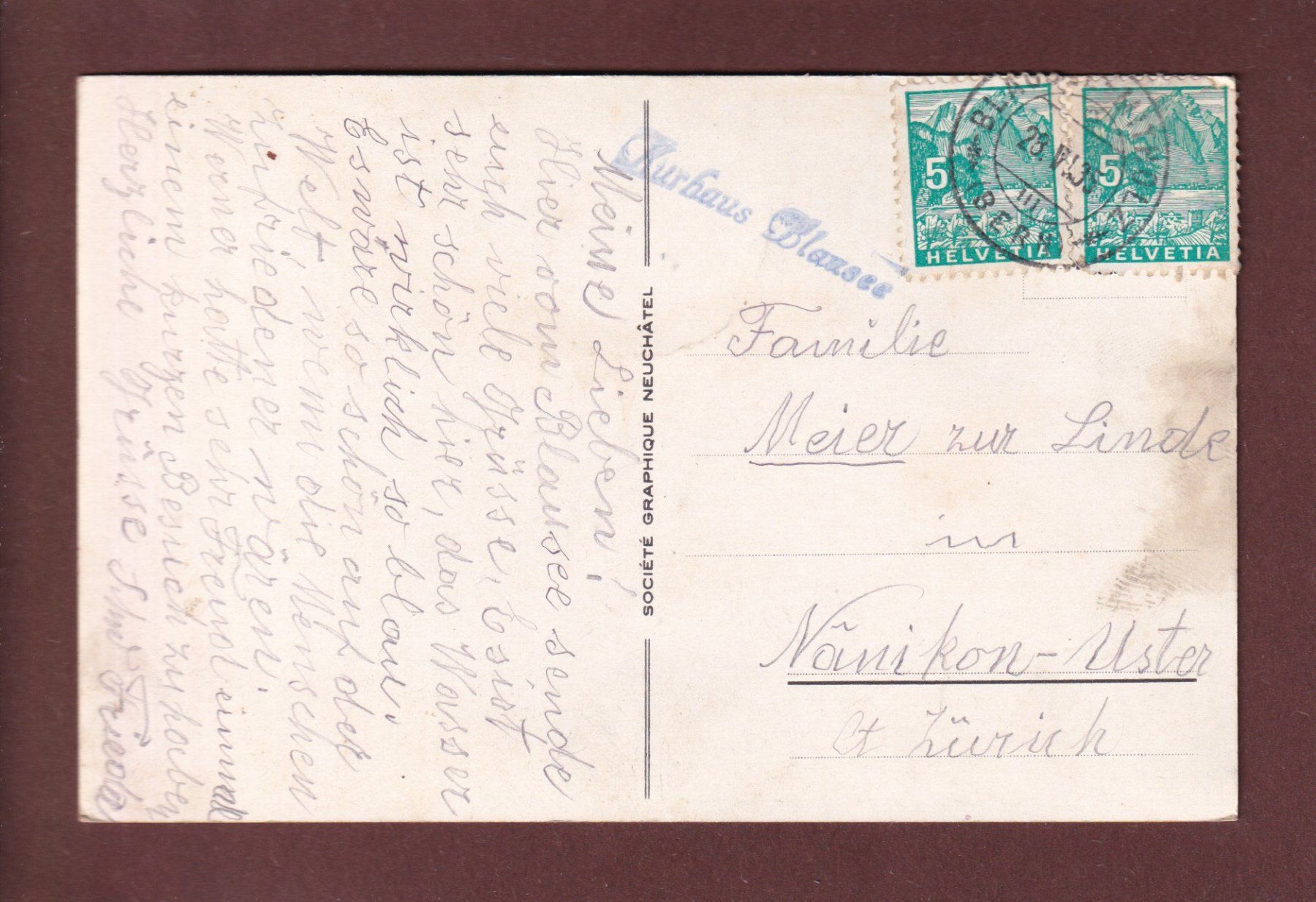 Cartoline postali: Kandertal - BLAUSEE - 1935 – Usato da Pully venduto da nicecards 1