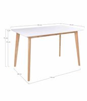 Table à manger scandinave, blanche et bois, 120 cm