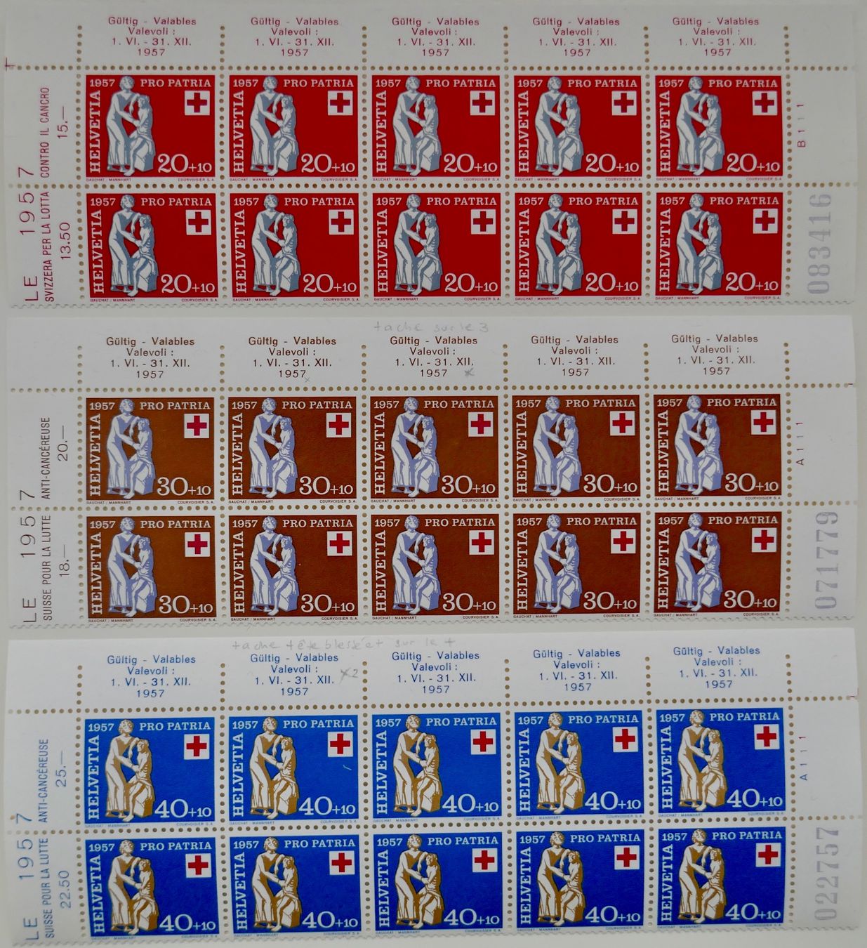 Tutti i francobolli: PP Satzmarken 1957 10-er Streifen postfrisch** – Nuovo (secondo la descrizione) da Möhlin venduto da PHILABARTIS 3